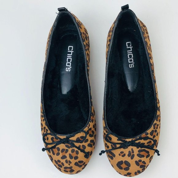 Chico's Shoes - Chicos Flats Leopard Fur Lined Flat Slipper 7